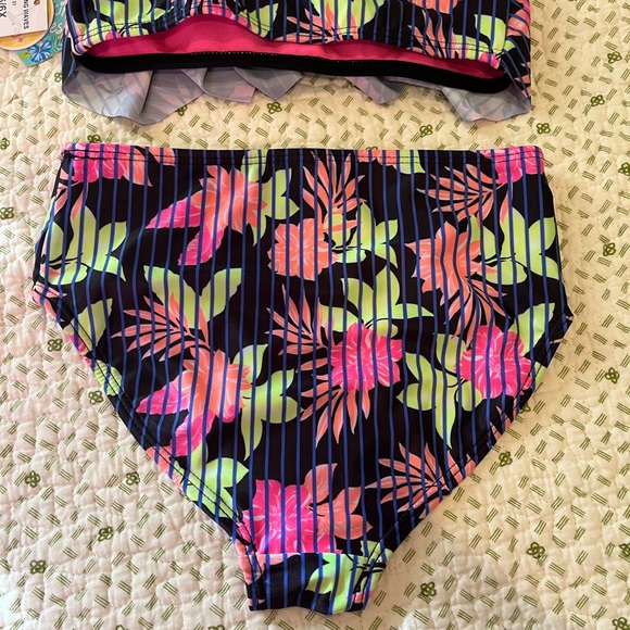Breaking Waves Girl’s 2pc Bikini High Waisted Bottom  Swimsuit, Size 6/6X - Picture 7 of 11
